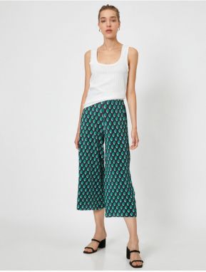 Koton Women's Green High Waist Casual Cut Pants