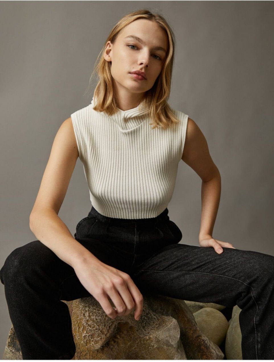 Koton Ribbed Sleeveless Knitwear Sweater