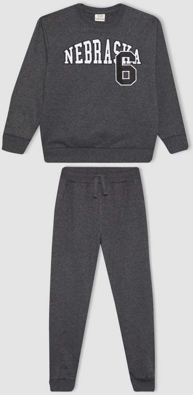 DEFACTO Boy's Printed Sweatshirt Sweatpants Set of 2