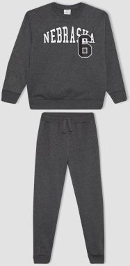 DEFACTO Boy's Printed Sweatshirt Sweatpants Set of 2