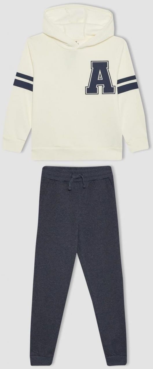 DEFACTO Boy's Printed Sweatshirt Sweatpants 2-Piece Set