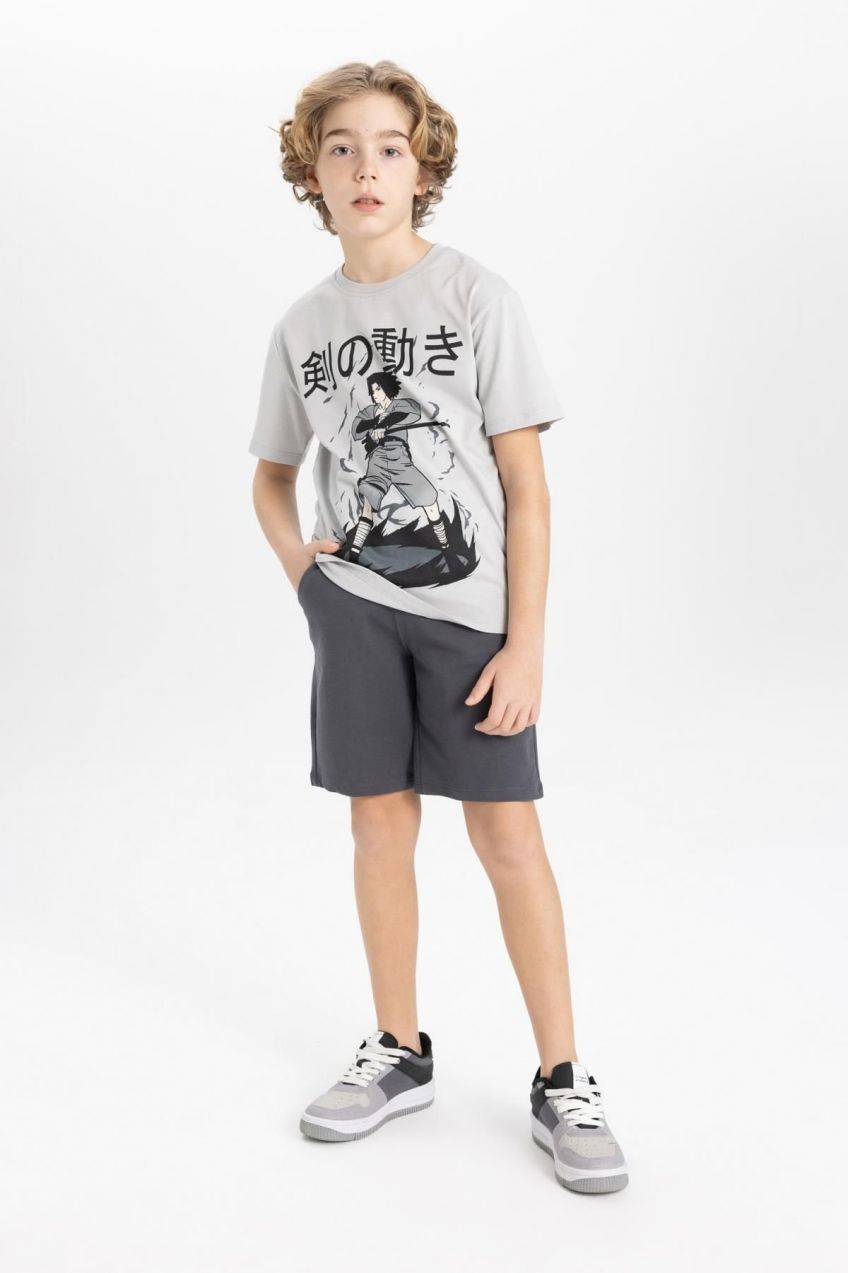 DEFACTO Boy's Printed Short Sleeve T-Shirt Shorts 2-Piece Set