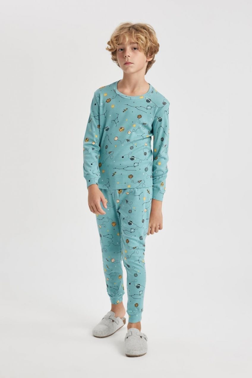 DEFACTO Boy Patterned Long Sleeve Pajama Set