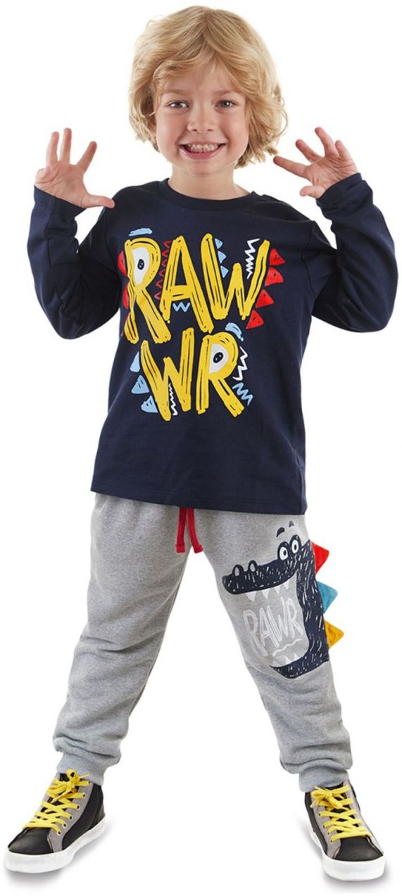 Denokids Rawr Boy T-shirt Tracksuit Bottom Set