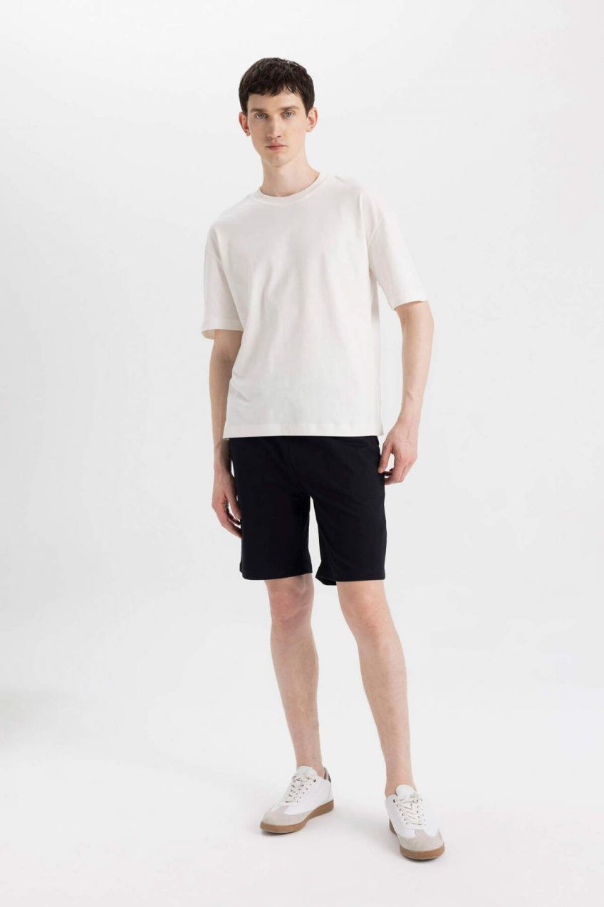 DEFACTO Regular Fit Laced Waist Cotton Shorts