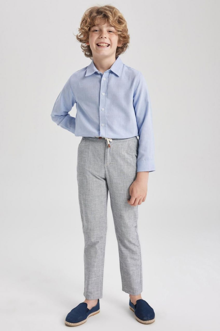 DEFACTO Boy's Standard Leg Linen Blended Trousers