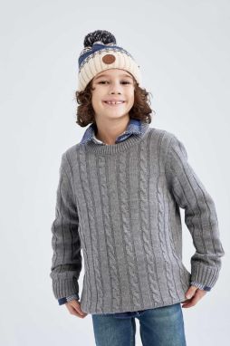DEFACTO Boy's Regular Fit Crew Neck Knitwear Sweater
