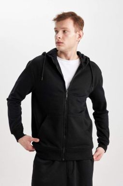 DEFACTO Regular Fit Hooded Cardigan with Soft Fuzzy Inside