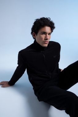DEFACTO Fit Standard Fit Stand Collar Fleece Cardigan