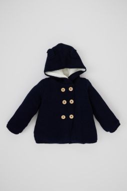 DEFACTO Baby Boy Hooded Plush Lined Knitwear Cardigan