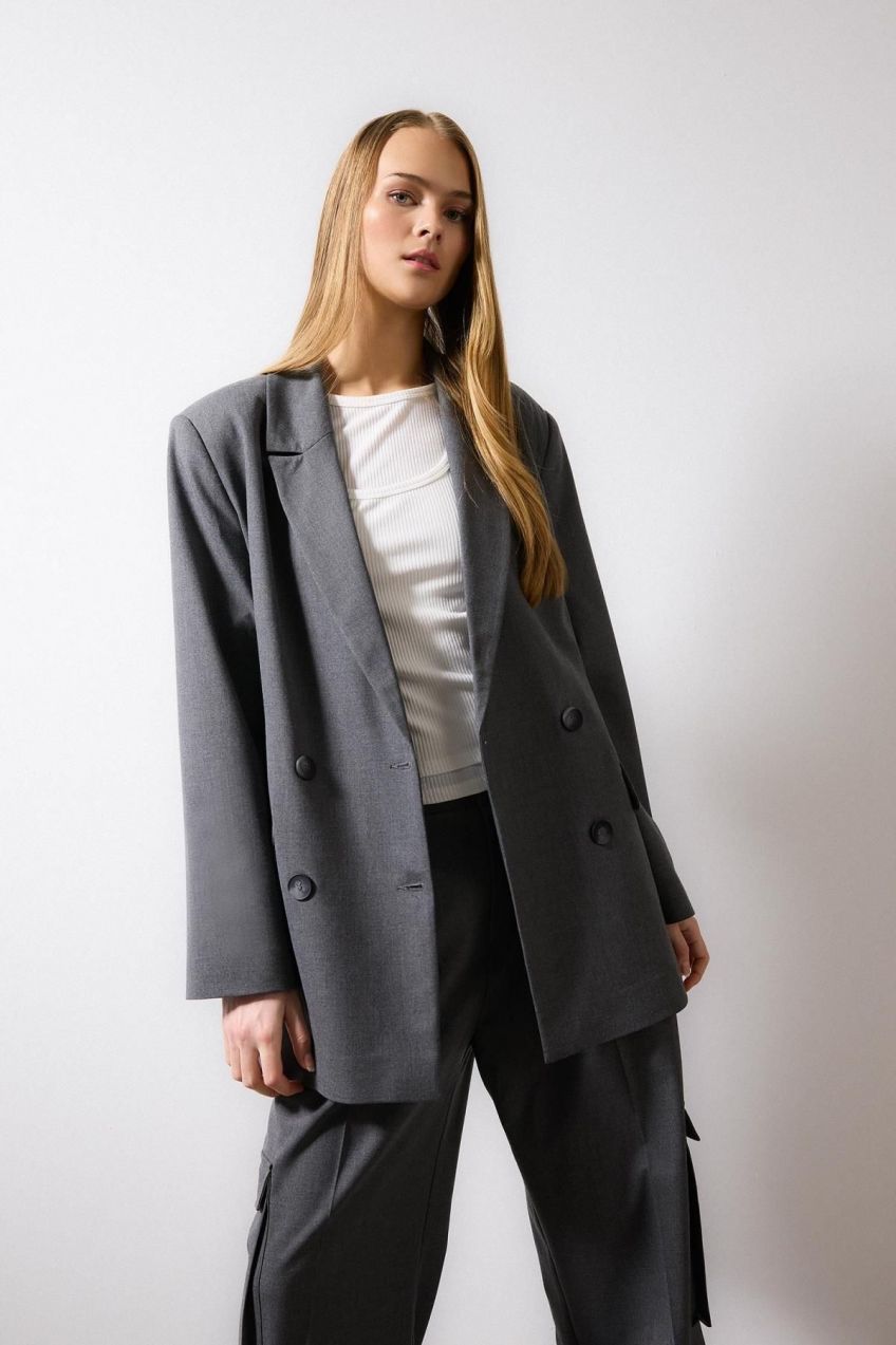 DEFACTO Oversize Fit Jacket Lapel Blazer Jacket