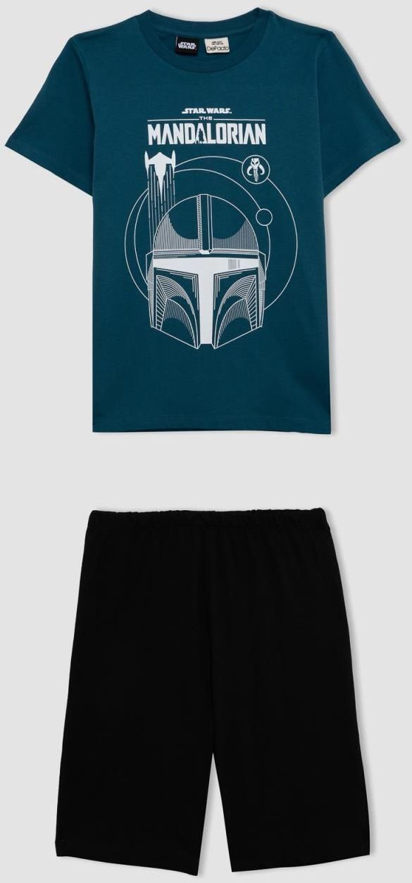 DEFACTO Boy's Star Wars-The Mandalorian Short Sleeve Pajama Set with Shorts