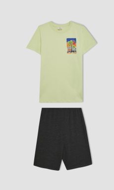 DEFACTO Boy's Short Sleeve Pajama Set with Shorts