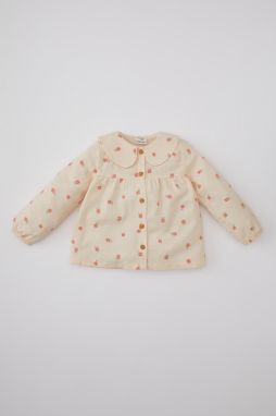 DEFACTO Baby Girl Bebe Collar Twill Floral Long Sleeve Shirt