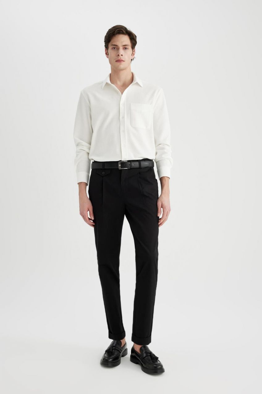 DEFACTO Tapered Fit Double Leg Twill Trousers