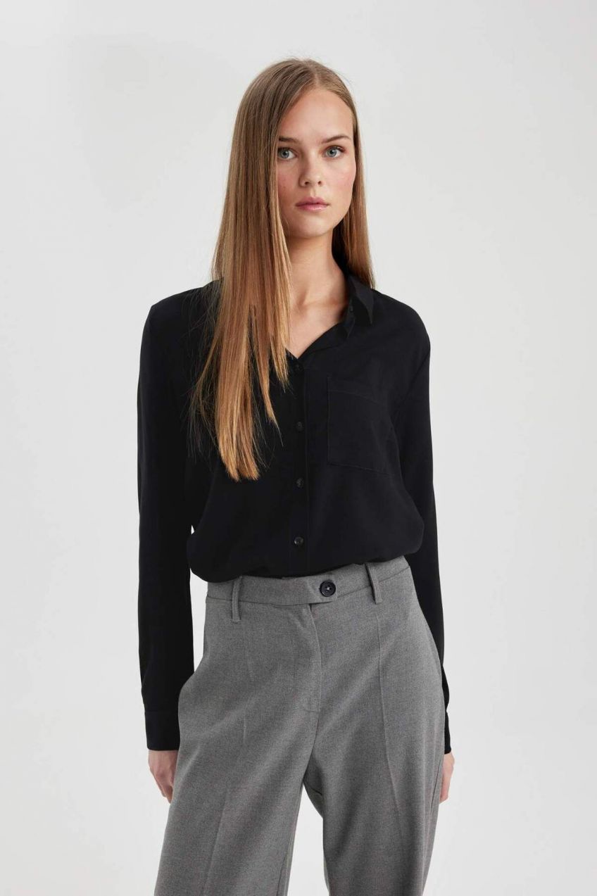 DEFACTO Regular Fit Shirt Collar Long Sleeve Shirt