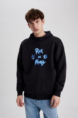 DEFACTO Rick And Morty Oversize Fit Hooded Sweatshirt