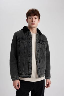 DEFACTO Slim Fit Faux Für Collar Jean Jacket