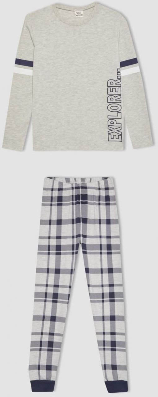 DEFACTO Boy Printed Long Sleeve Cotton Pajama Set