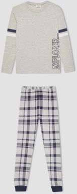 DEFACTO Boy Printed Long Sleeve Cotton Pajama Set