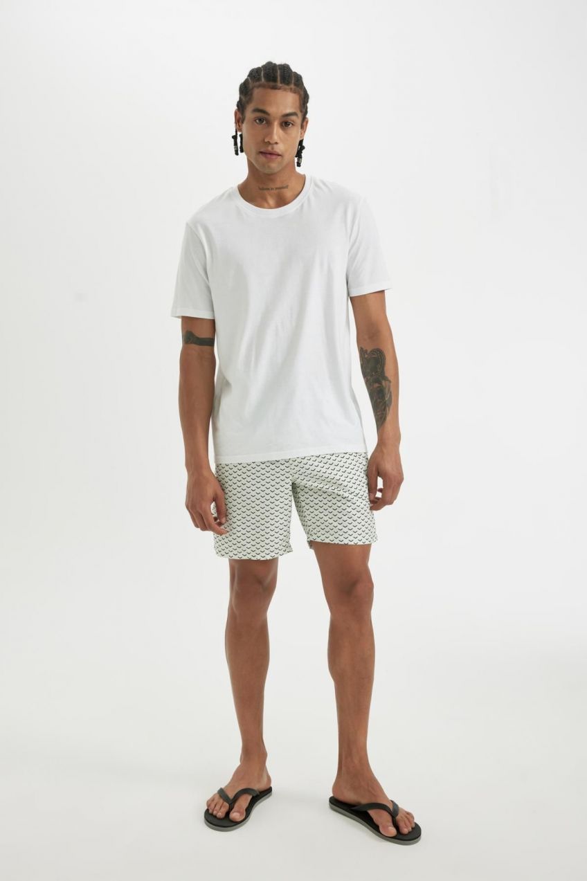 DEFACTO Regular Fit Mesh Lined Short Length Patterned Swim Shorts