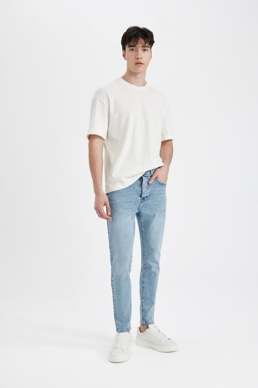 DEFACTO Skinny Crop Fit Tight Comfortable Fit Normal Waist Extra Narrow Leg Jean Trousers