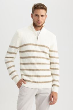 DEFACTO Standard Fit Striped Turtleneck Sweater
