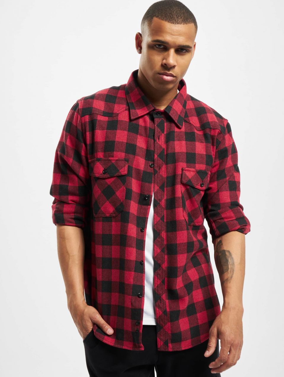 Men's flannel shirt Hemd Maxim red