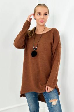 Sweater with necklace brown