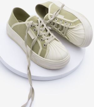 Marjin Women's Sneakers Thick Sole Lace-Up Sports Shoes Arnes Khaki