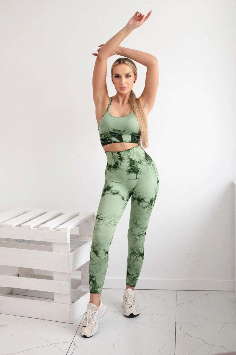 Women's Fitness Set Top + Push Up Leggings - Dark Mint