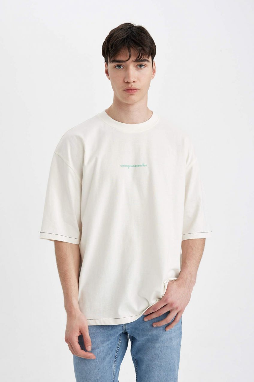 DEFACTO Loose Fit Crew Neck Printed T-Shirt