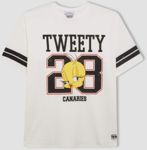 DEFACTO Oversize Fit Looney Tunes Licensed Crew Neck Printed Short Sleeve T-Shirt