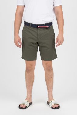 Krátke nohavice - TOMMY HILFIGER BROOKLYN SHORT LIGHT TWILL BELT zelené
