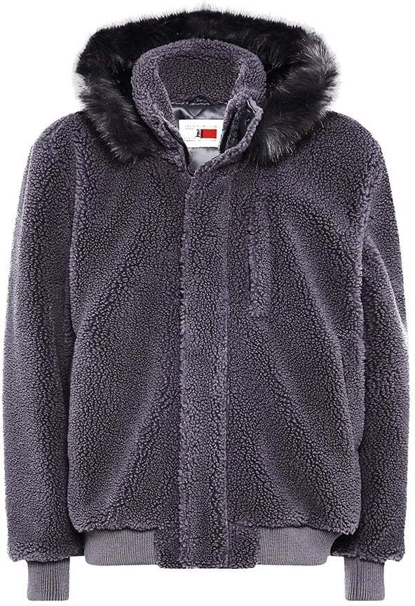 Tommy Hilfiger Bunda - LH COZY HOODED BOMBER JACKET sivá