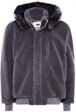 Tommy Hilfiger Bunda - LH COZY HOODED BOMBER JACKET sivá