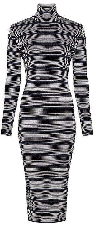 Tommy Hilfiger Šaty - METALLIC HIGH-NK DRESS LS biela/čierna