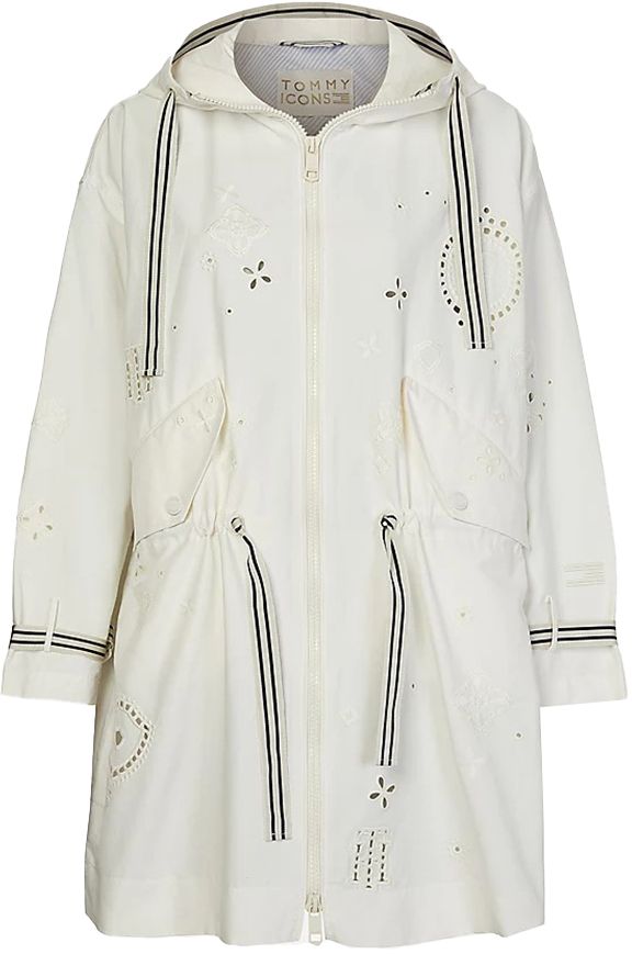Tommy Hilfiger Parka - ICON COTTON POLY BRODERIE PARKA biela