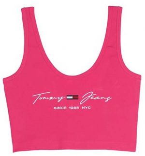 Tommy Jeans Tielko - TJW SCRIPT LINEAR RIB TOP ružové