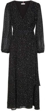 Šaty - Tommy Hilfiger GEORGETTE WRAP MIDI DRESS LS čierne