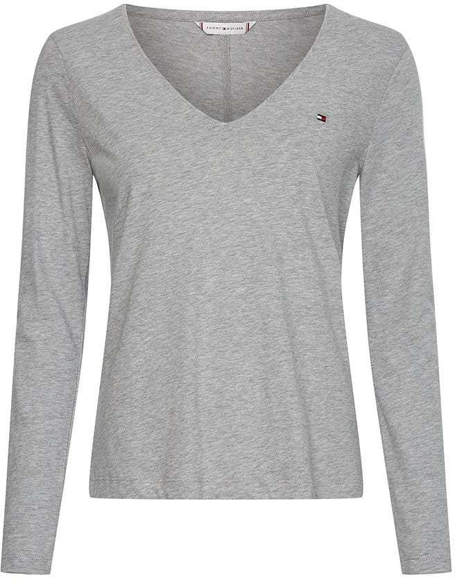 Tommy Hilfiger Top - REGULAR CLASSIC V-NK TOP LS sivý