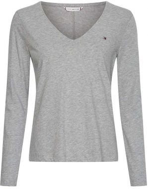 Tommy Hilfiger Top - REGULAR CLASSIC V-NK TOP LS sivý