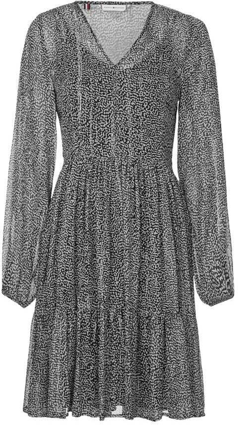 Tommy Hilfiger Šaty - CHIFFON STP F&F KNEE DRESS LS vzorované