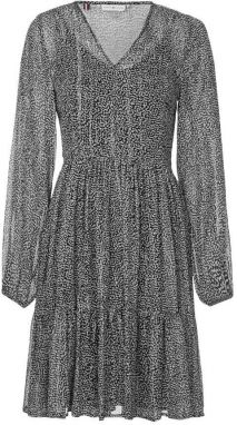 Tommy Hilfiger Šaty - CHIFFON STP F&F KNEE DRESS LS vzorované