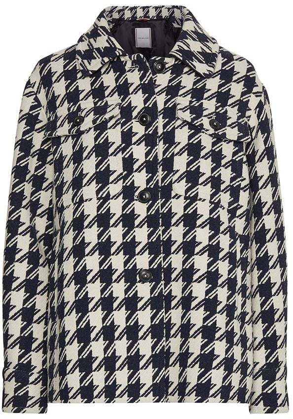 Tommy Hilfiger Bunda - WOOL BLEND HOUNDST OTW SHACKET vzorovaná
