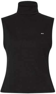 Tommy Jeans Rolák - TJW SLIM TURTLE NECK SLEEVLESS čierny