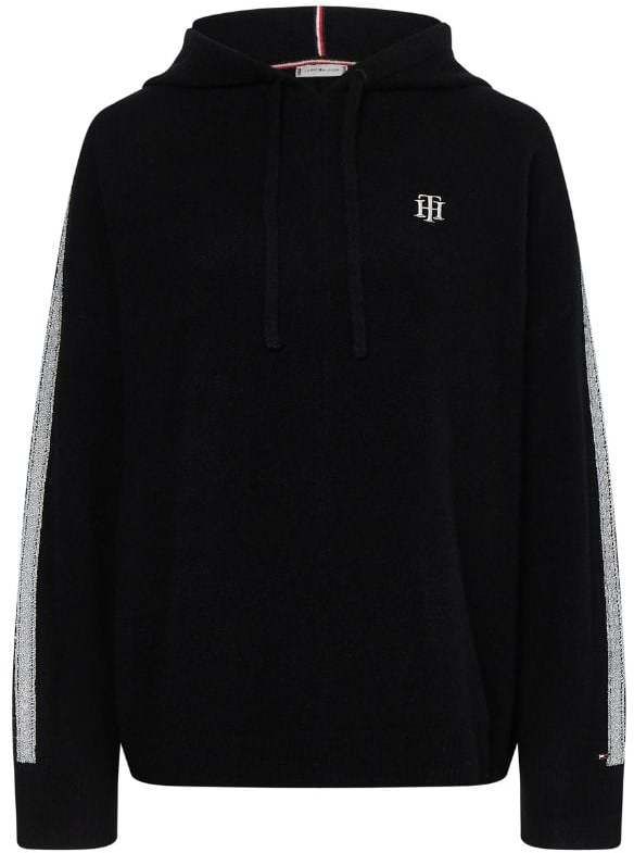 Tommy Hilfiger Sveter - TH FLEX RELAXED HOODIE SWEATER čierny
