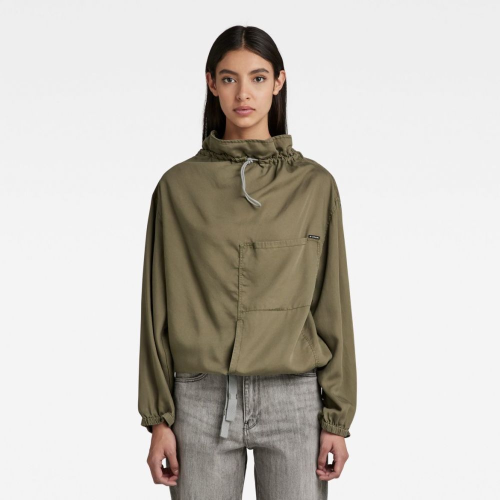 G-STAR Mikina - Mock neck shirt l\s zelená