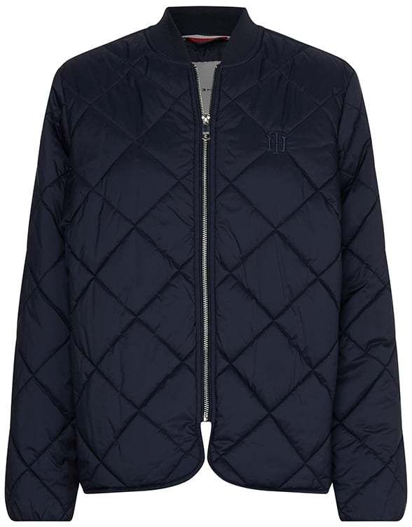 Tommy Hilfiger Bunda - QUILTED BOMBER JACKET modrá