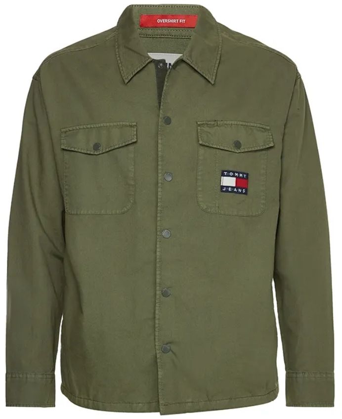 Tommy Jeans Košeľa - TJM SPRING DOBBY COACH SHIRT zelená